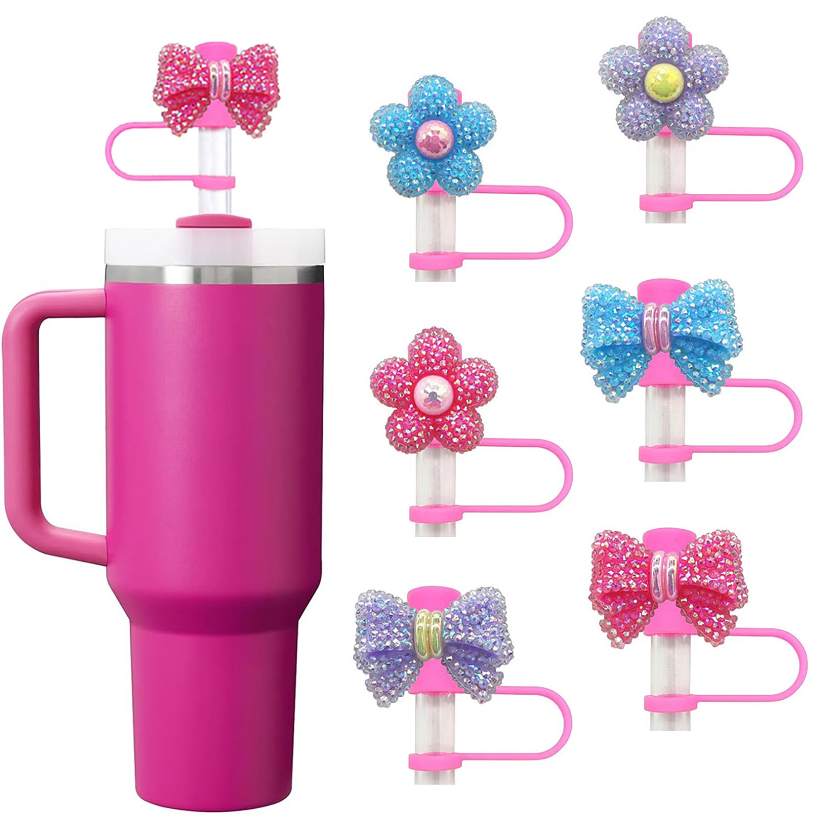 Cute Flower Bow Straw Covers C - Bean Hopper Lid ulasan dan harga