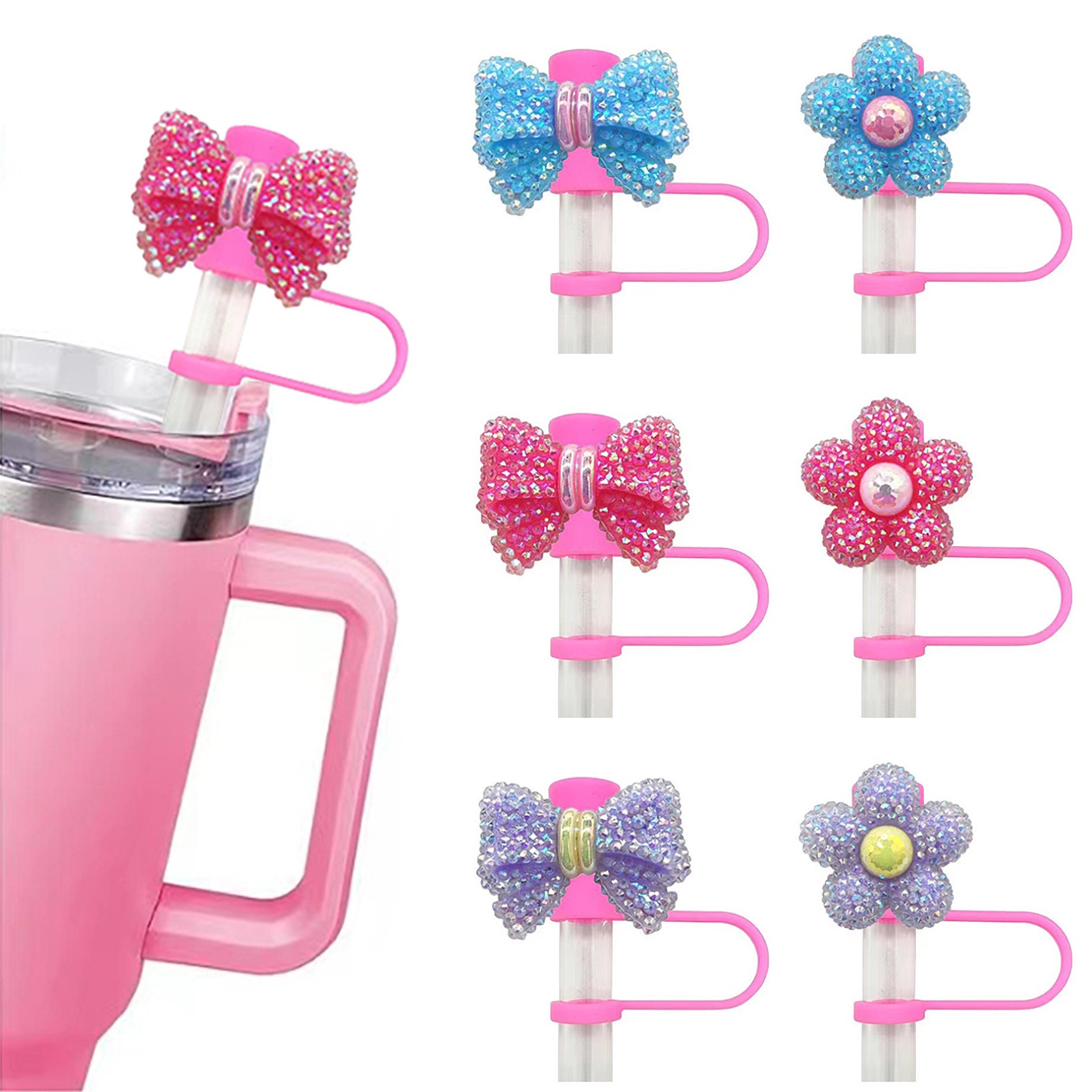 Cute Flower Bow Straw Covers C - Bean Hopper Lid ulasan dan harga