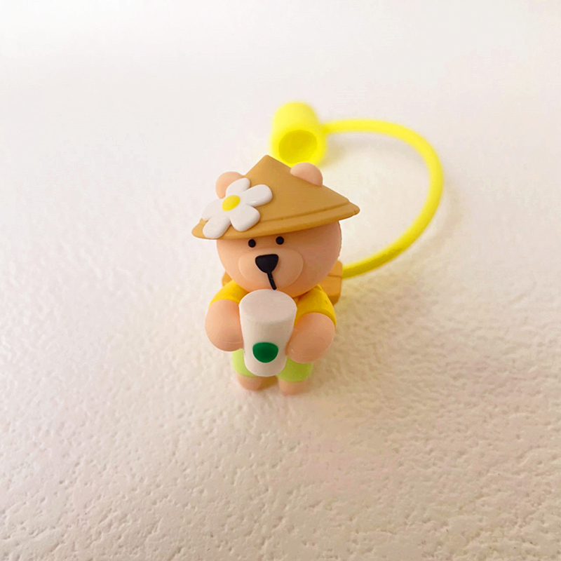 1PC Cute Silicone Straw Covers - Bean Hopper Lid ulasan dan harga